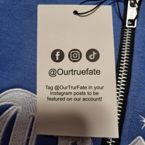 Our True Fate Unisex Adult Hoodie 888 Full Zip-up Blue - Picture 9 of 10